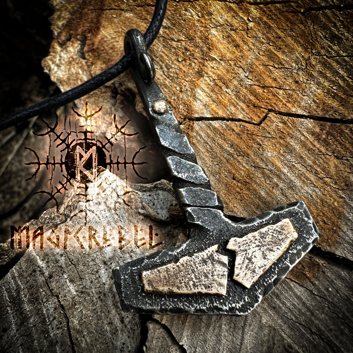 Forged Iron Viking Thor Hammer Handmade Mjolnir Thunderbolt Nordic Pagan Medieval Pendant Necklace