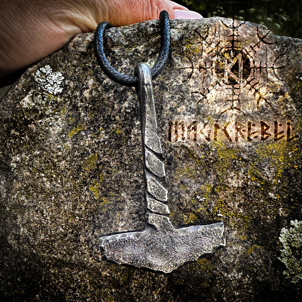 Forged Iron Viking Thor Hammer Handmade Mjolnir Thunderbolt Nordic Pagan Medieval Pendant Necklace