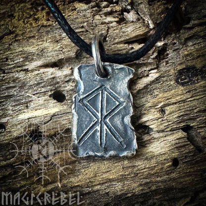 Silver Courage Rune, Hjarta Heart Bindrune, Viking Runic Amulet, Sterling Silver Pendant, Nordic Symbol Necklace