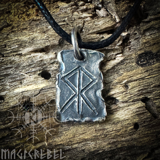 Silver Courage Rune, Hjarta Heart Bindrune, Viking Runic Amulet, Sterling Silver Pendant, Nordic Symbol Necklace