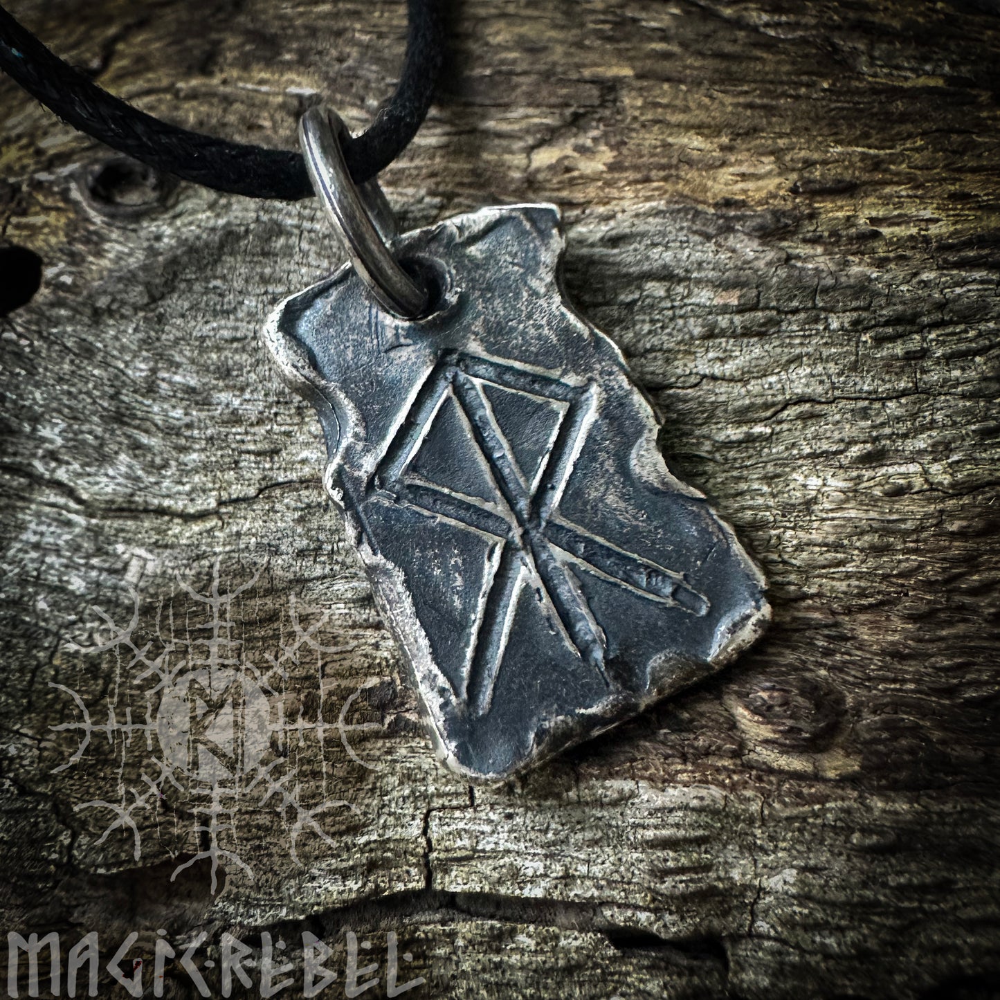Silver Courage Rune, Hjarta Heart Bindrune, Viking Runic Amulet, Sterling Silver Pendant, Nordic Symbol Necklace