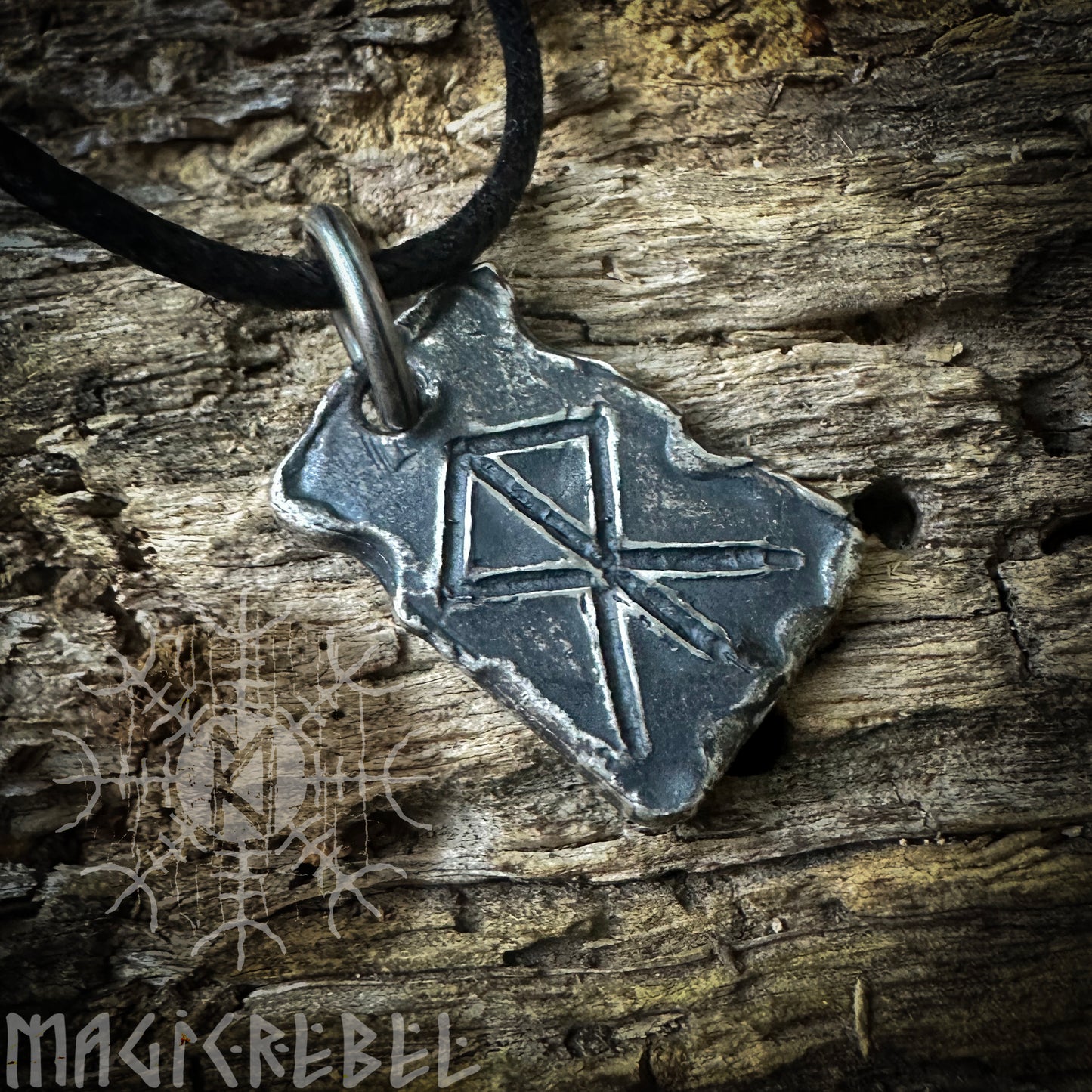 Silver Courage Rune, Hjarta Heart Bindrune, Viking Runic Amulet, Sterling Silver Pendant, Nordic Symbol Necklace